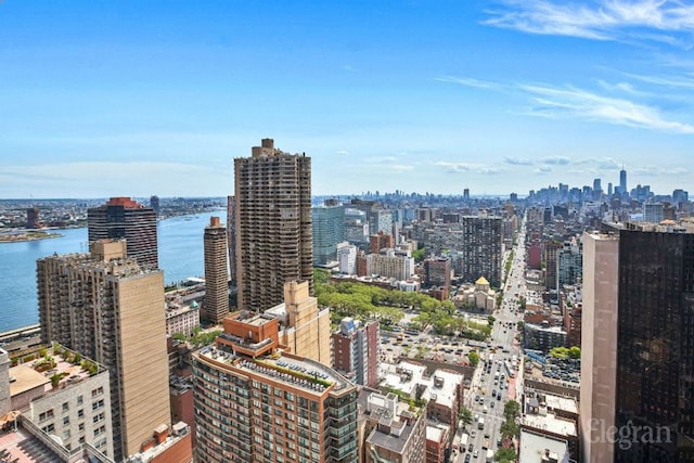 view of city with a water view