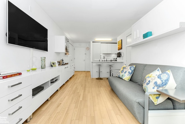 living room featuring light wood-type flooring
