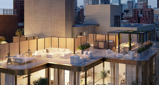 exterior space with a view of city and an outdoor living space