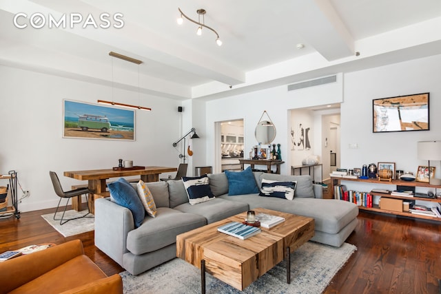 116 W 22nd St Unit 3, New York City, NY 10011 - living area featuring beamed ceiling and wood finished floors