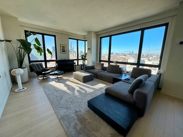 living room with hardwood / wood-style flooring