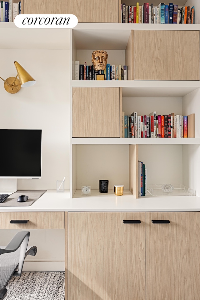 home office featuring built in desk