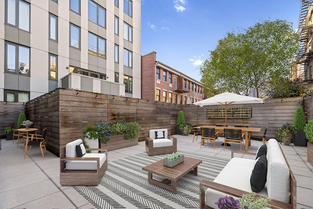 150 Rivington St Unit 2H, New York City, NY 10002 - view of patio / terrace featuring an outdoor living space and fence private yard