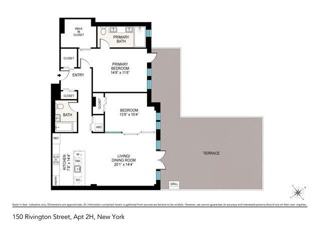 150 Rivington St Unit 2H, New York City, NY 10002 - floor plan