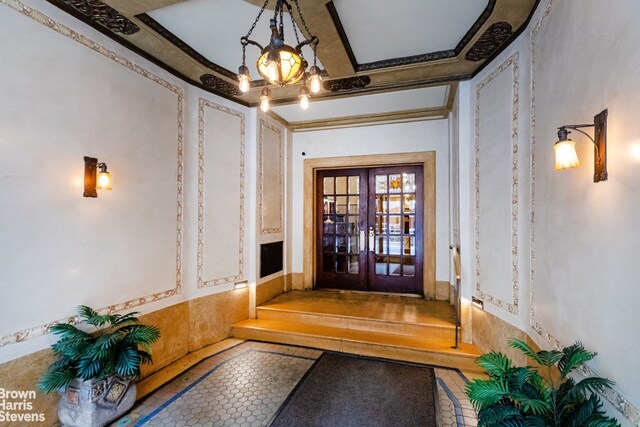doorway to property featuring french doors