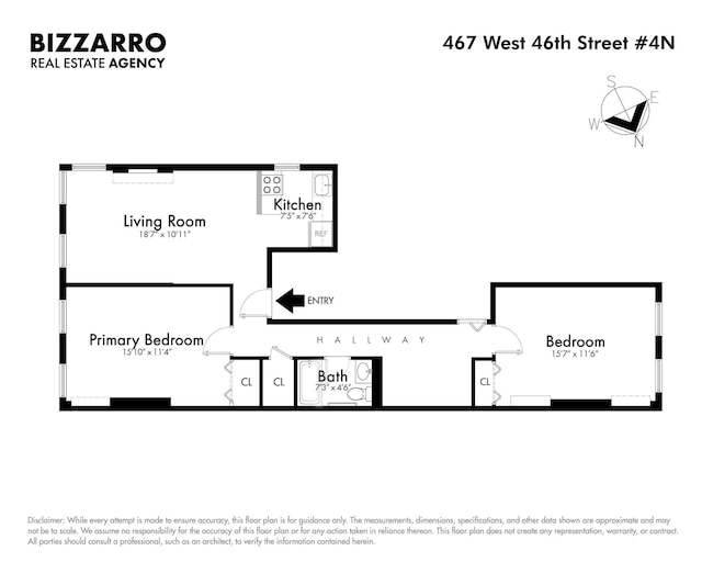 467 W 46th St Unit 4N, New York City NY, 10036, 2 bedrooms, 1 bath condo for sale