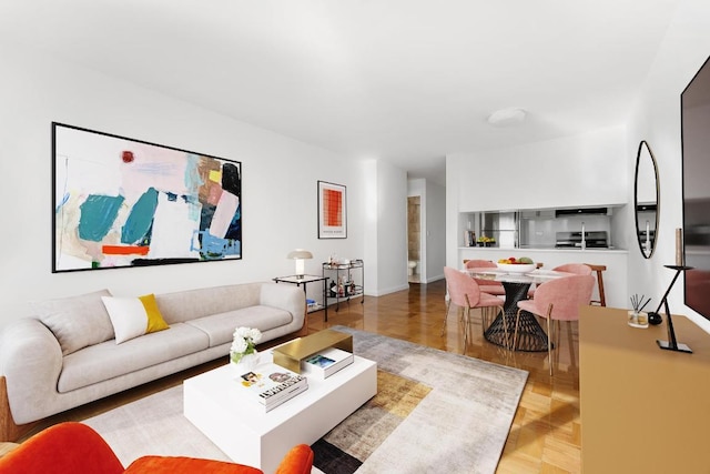 living room featuring light wood finished floors