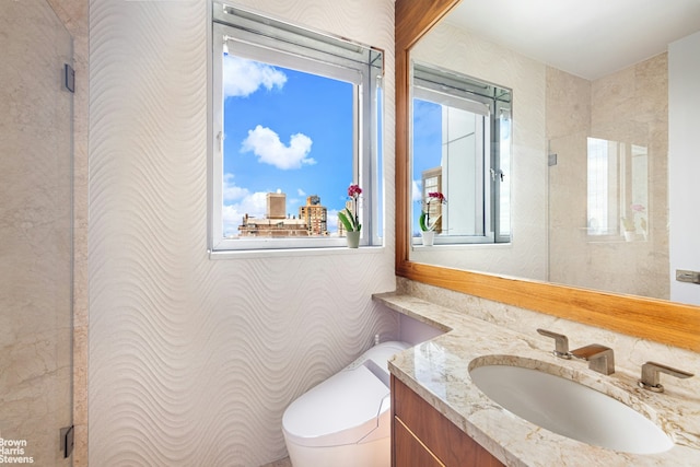 bathroom with toilet and vanity