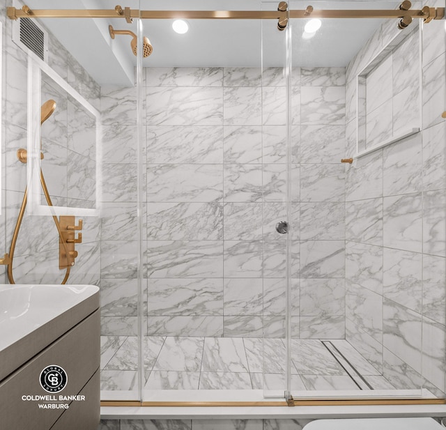 190 E 72nd St Unit 31B, New York City, NY 10021 - full bathroom featuring a shower stall and vanity