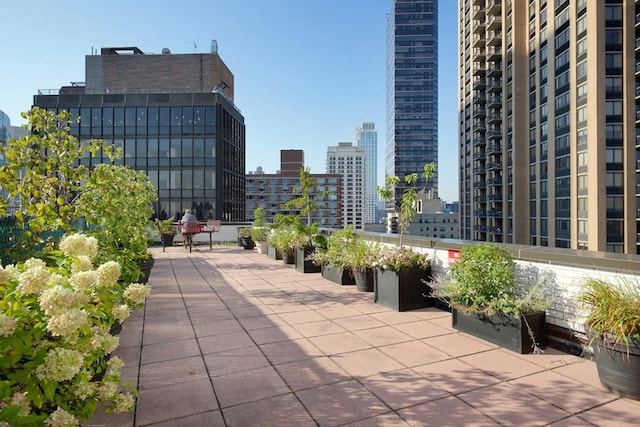 view of patio with a city view