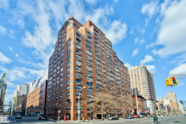 view of building exterior with a view of city