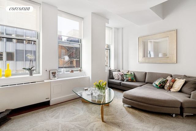 living room featuring visible vents