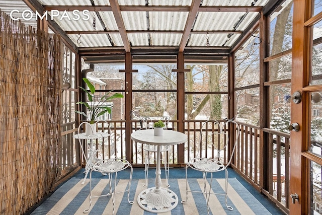 view of unfurnished sunroom