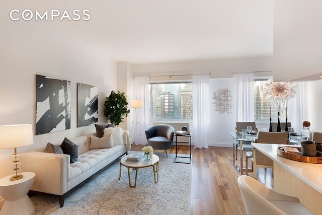 living area featuring wood finished floors