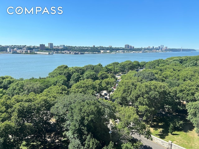 230 Riverside Dr Unit 14Ac, New York City, NY 10025 - drone / aerial view of skyline and a nearby body of water
