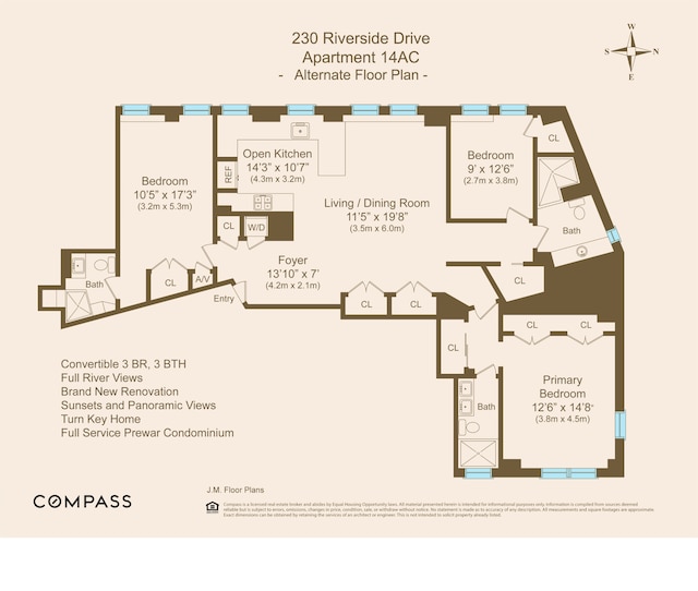 230 Riverside Dr Unit 14Ac, New York City, NY 10025 - floor plan / room layout