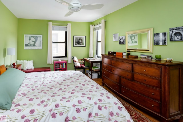 3840 Greystone Ave Unit 2O, New York City, NY 10463 - bedroom with dark wood-style floors and ceiling fan