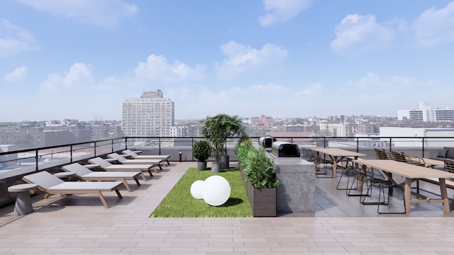 view of patio / terrace featuring a view of city