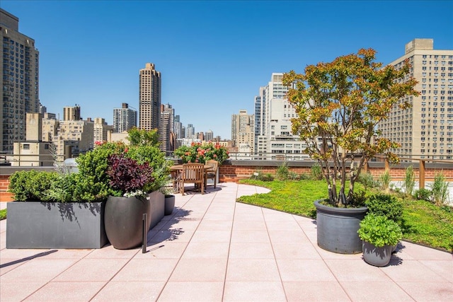 view of home's community with a patio area and a view of city