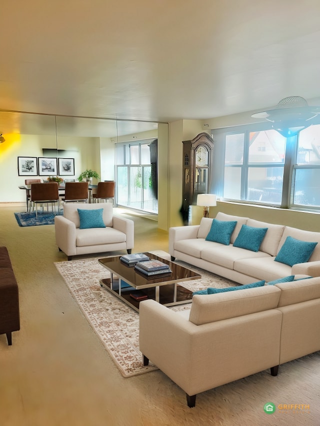 living area featuring concrete flooring