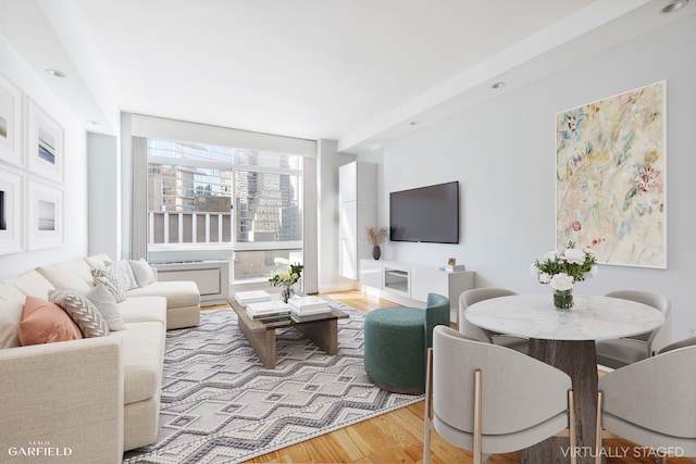 living area featuring wood finished floors