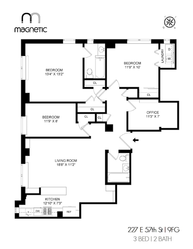 227 E 57th St Unit 9Fg, New York City, NY 10022 - bedroom featuring a closet, cooling unit, and wood finished floors