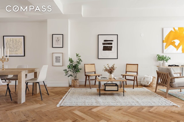 living area with baseboards