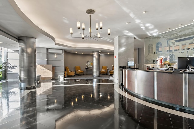 5900 Arlington Ave Unit 2S, New York City, NY 10471 - welcome area with decorative columns and a chandelier