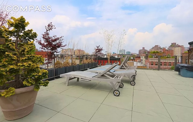 view of patio featuring a view of city