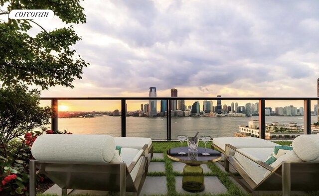70 Little W St Unit 22G, New York City, NY 10280 - balcony with a water view and a view of skyline