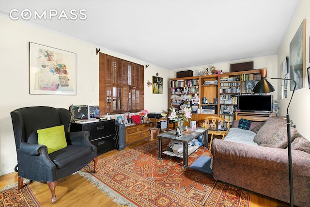 living area featuring wood finished floors