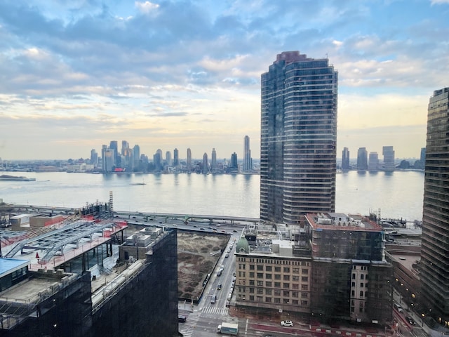 view of city with a water view
