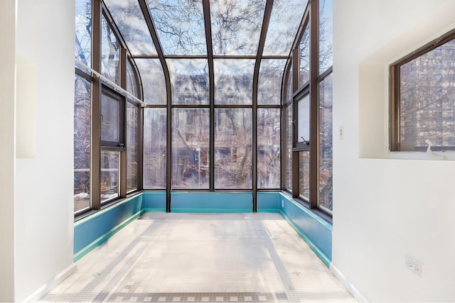 view of unfurnished sunroom