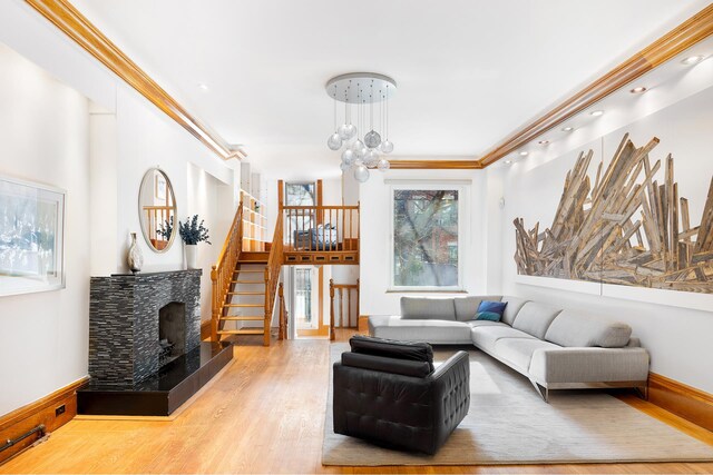 stairway with wood finished floors