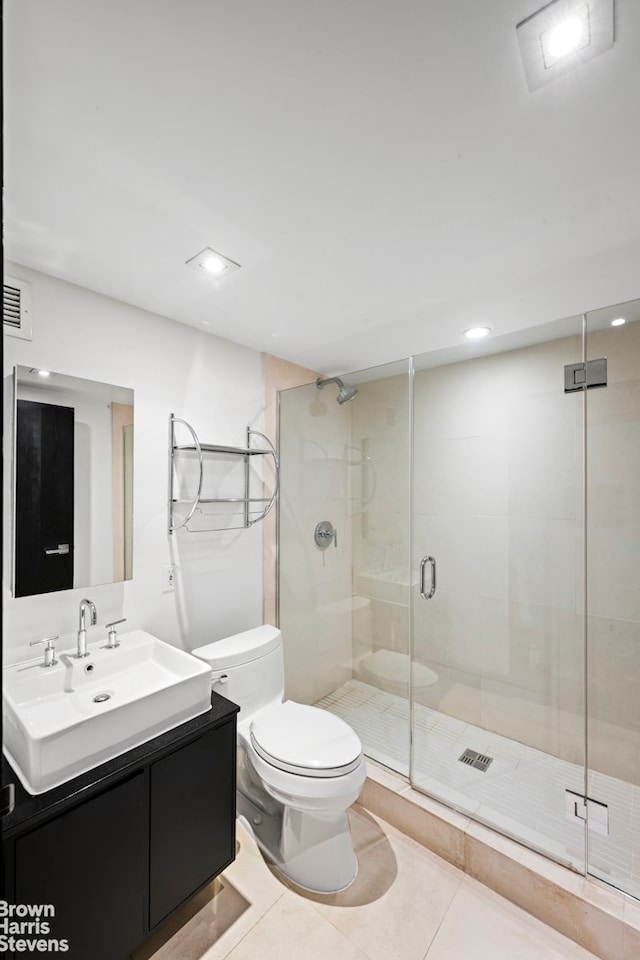 254 Park Ave S Garden, Unit Garden, New York City, NY 10010 - full bath with a shower stall, vanity, tile patterned floors, toilet, and recessed lighting