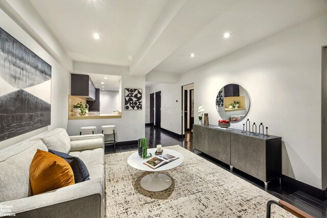 254 Park Ave S Garden, Unit Garden, New York City, NY 10010 - living room featuring recessed lighting, baseboards, and dark wood finished floors