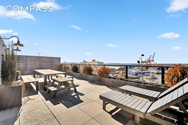 view of patio with a view of city