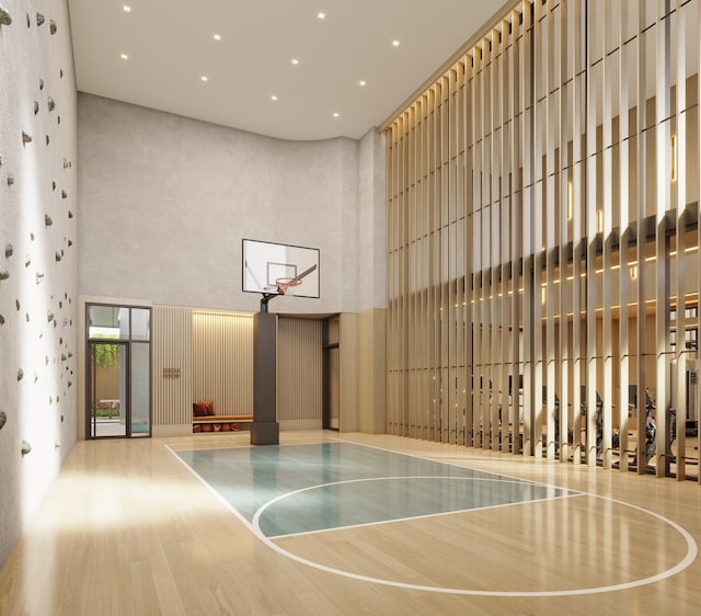 view of basketball court featuring basketball hoop