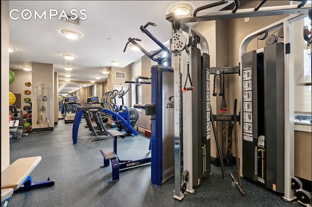 workout area featuring visible vents