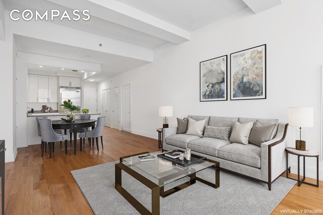 1 Hanson Pl Unit 15M, New York City, NY 11243 - living area with light wood finished floors and baseboards