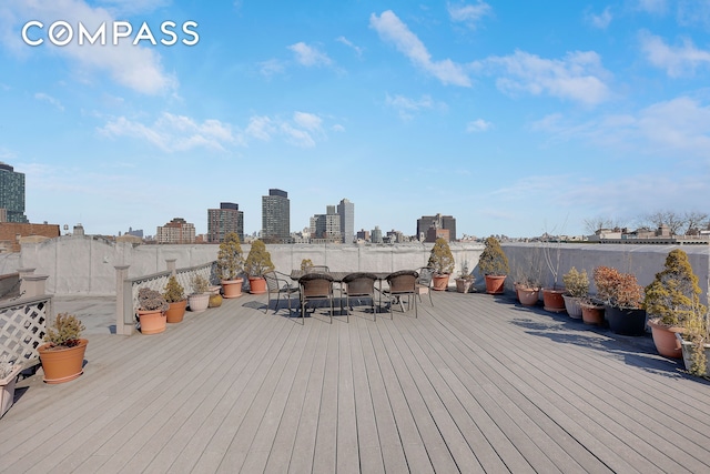 deck featuring a view of city