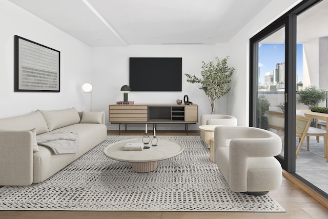 living area with wood finished floors