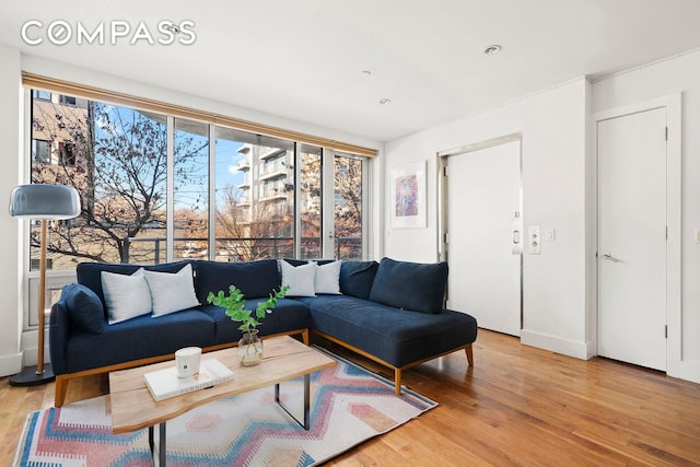 living area featuring light wood-type flooring