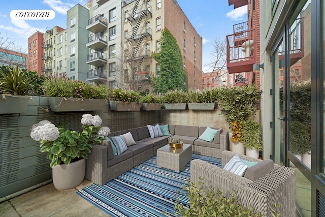 balcony featuring an outdoor living space