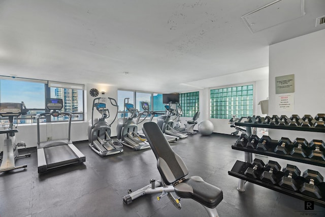 workout area with visible vents