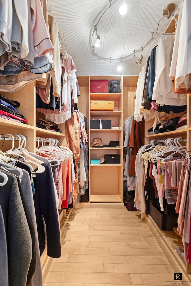 spacious closet featuring hardwood / wood-style flooring