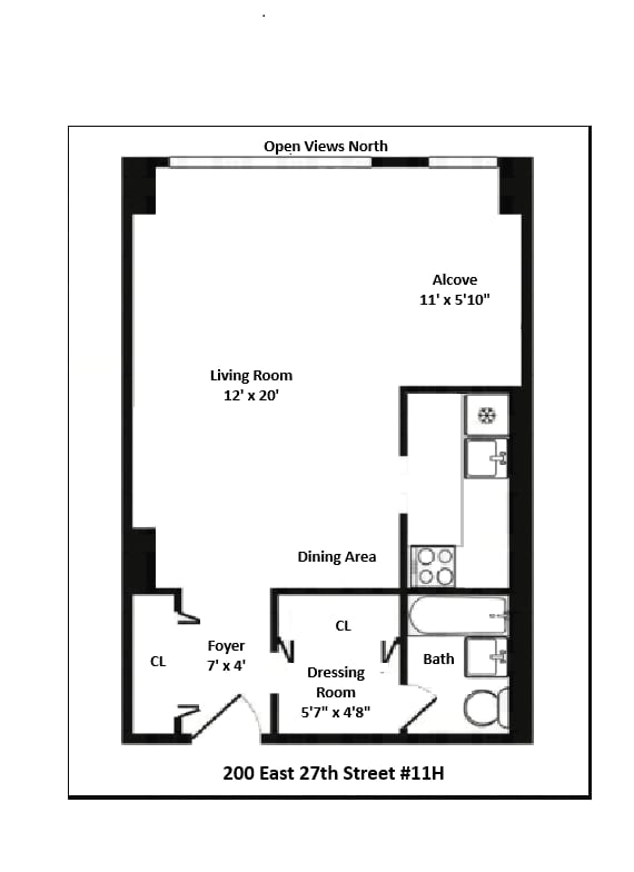 200 E 27th St Unit 11H, New York City, NY 10016 - view of room layout