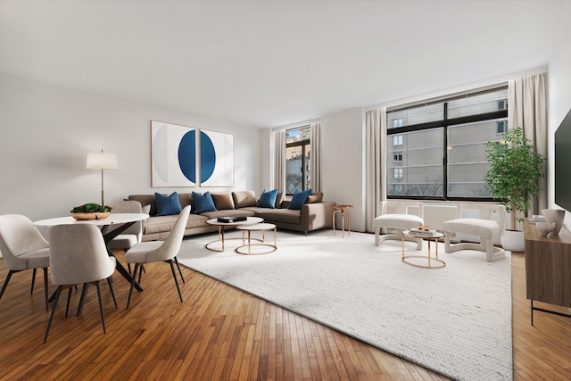 living area featuring hardwood / wood-style flooring