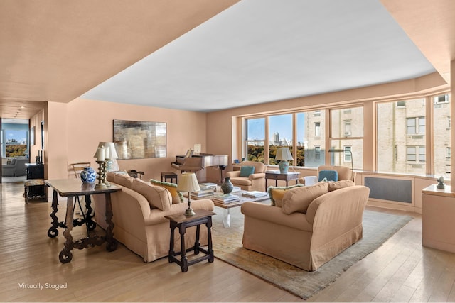 living area with light wood-style floors