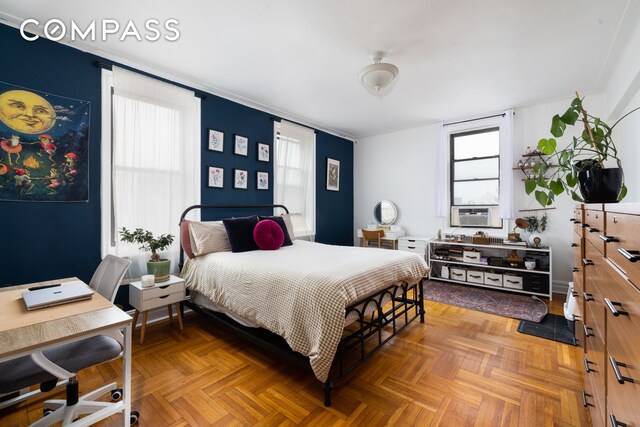 1680 Ocean Ave Unit 6D, New York City, NY 11230 - bedroom featuring ornamental molding and cooling unit